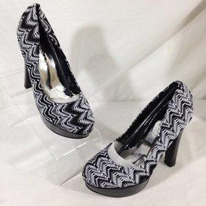 Shoes of Soul -Final Price-Platform Stiletto Pumps  Heels Fabric Black Sz 8